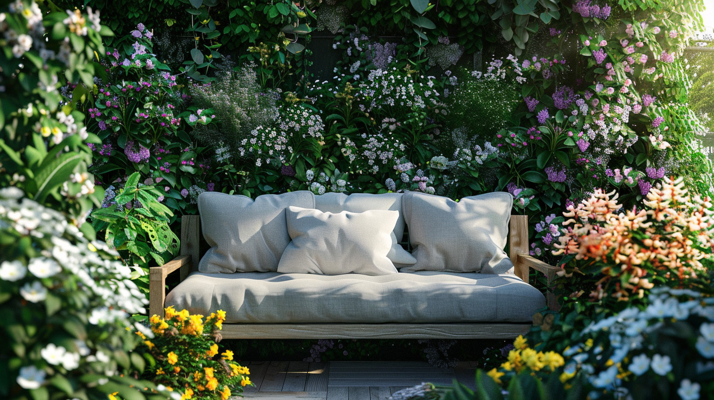 Sofa mit Outdoor Polster im Garten