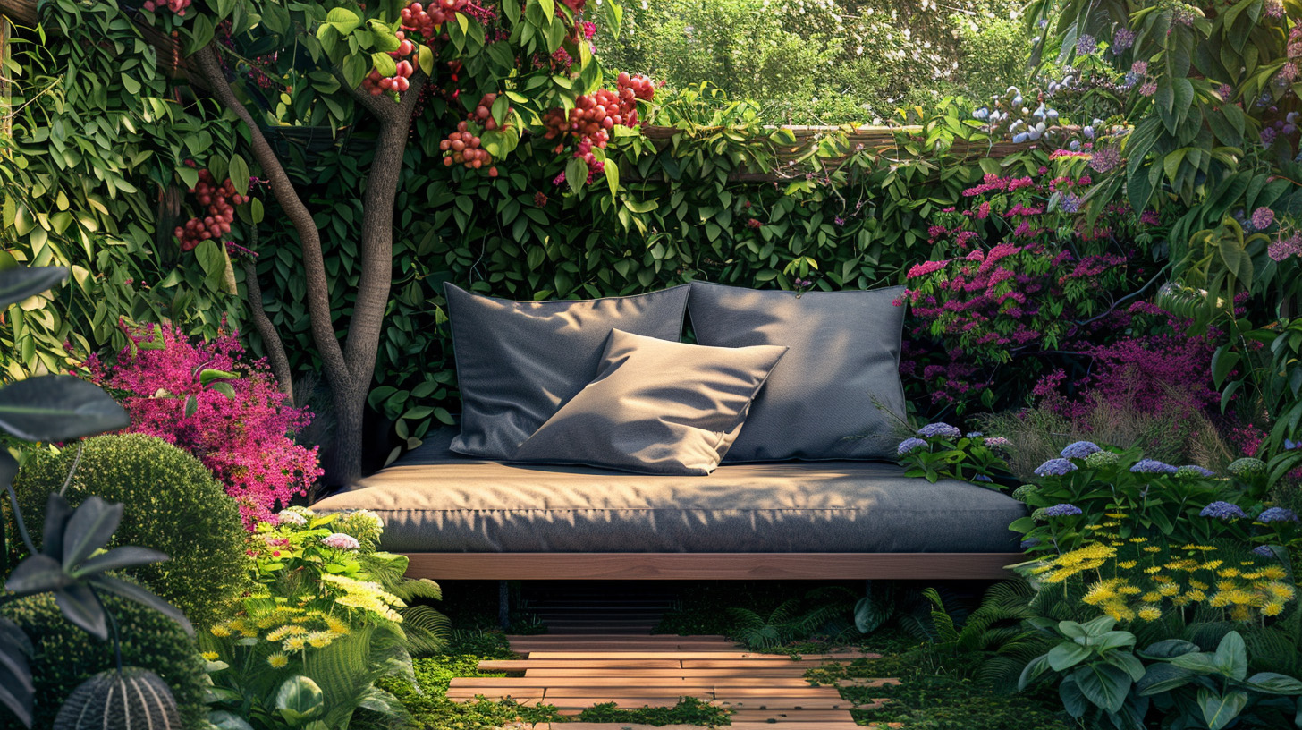 Sofa mit Outdoor Polster im Garten