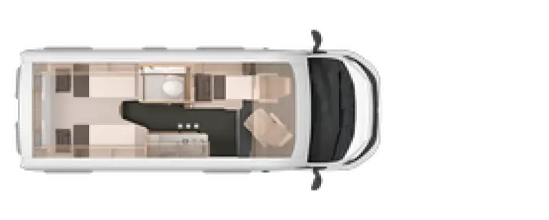 Draufsicht Knaus BoxStar 600 Lifetime – Lage der Betten im Fahrzeug