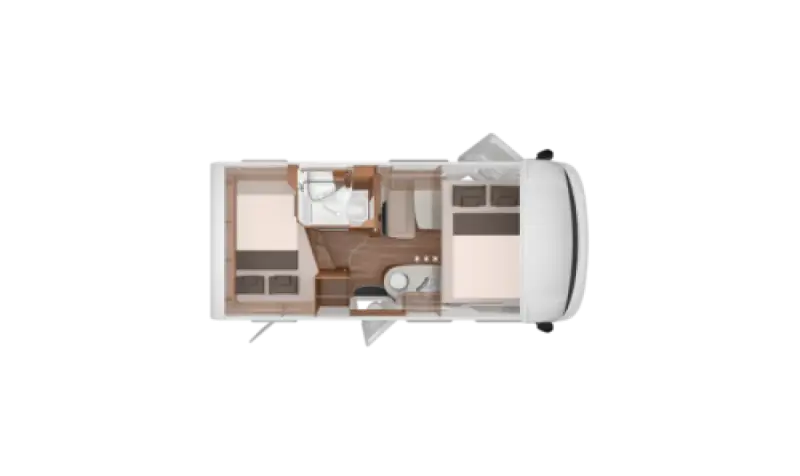 Draufsicht Knaus Van I 550 MD – Lage der Betten im Fahrzeug