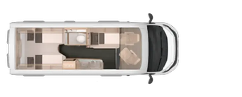Draufsicht Knaus BoxStar 630 Freeway – Lage der Betten im Fahrzeug