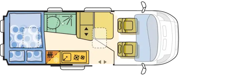 Draufsicht Adria Twin 600 SP – Lage der Betten im Fahrzeug