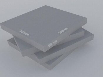 PolySound Akustikschaum Plattenabsorber glatt aus Basotect® grau - 4 Stück / 1m² - 50cm x 50cm x 5cm - optimiere deine Raumakustik