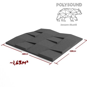 PolySound RAW Wedge Wall-Set S, 16 Elemente 32 × 32...