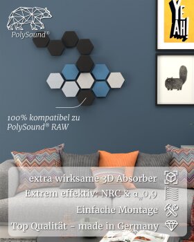 PolySound ECO Akustikpaneele selbstklebend, 9 Elemente 3...