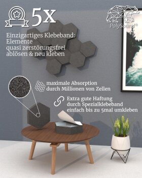 PolySound ECO Akustikpaneele selbstklebend, 9 Elemente 3 bis 10 cm, 14 Motive