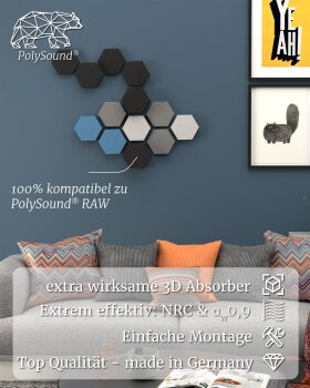 PolySound ECO Akustikpaneele selbstklebend, 9 Elemente 3...