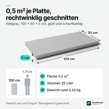 PolySound Basotect-Plattenabsorber grau 100 × 50 cm