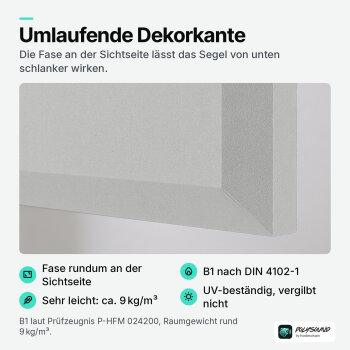 PolySound Basotect-Deckensegel weiß 100 × 50 cm, mit Dekorkante