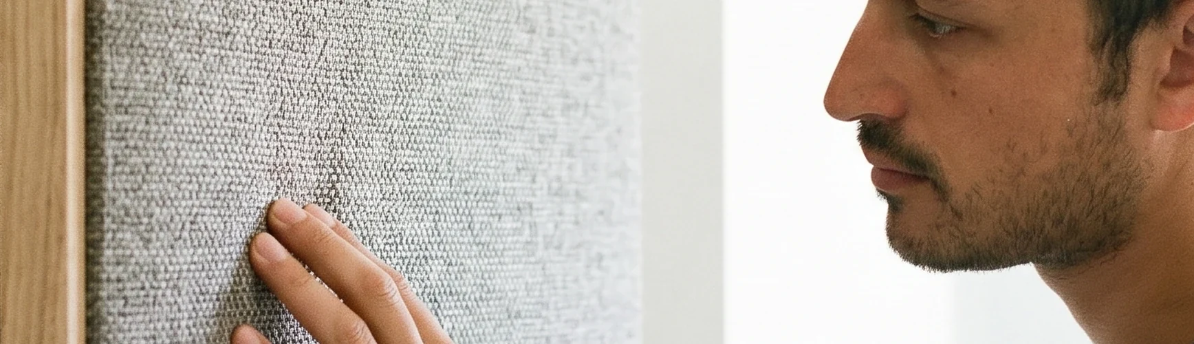 Akustikbild an einer Wand im Home-Office mit sichtbar reduziertem Nachhall – moderne Raumakustik trifft Wanddekoration