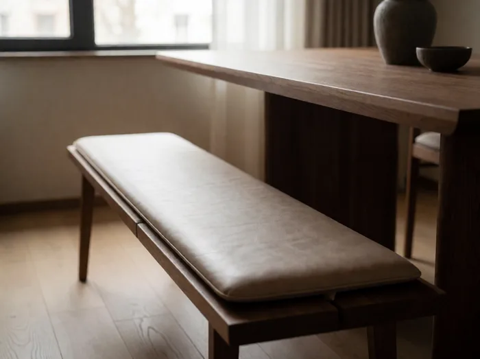 Dünne Bankauflage auf Designerbank