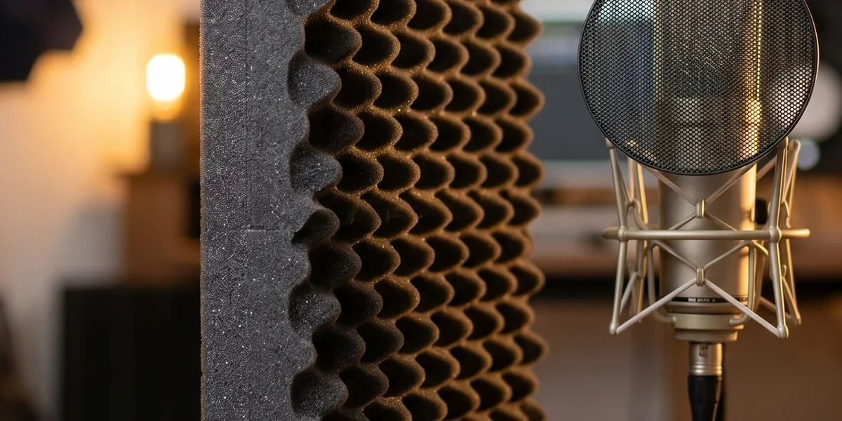 50mm Noppenschaum wird an einer Studio-Wand montiert
