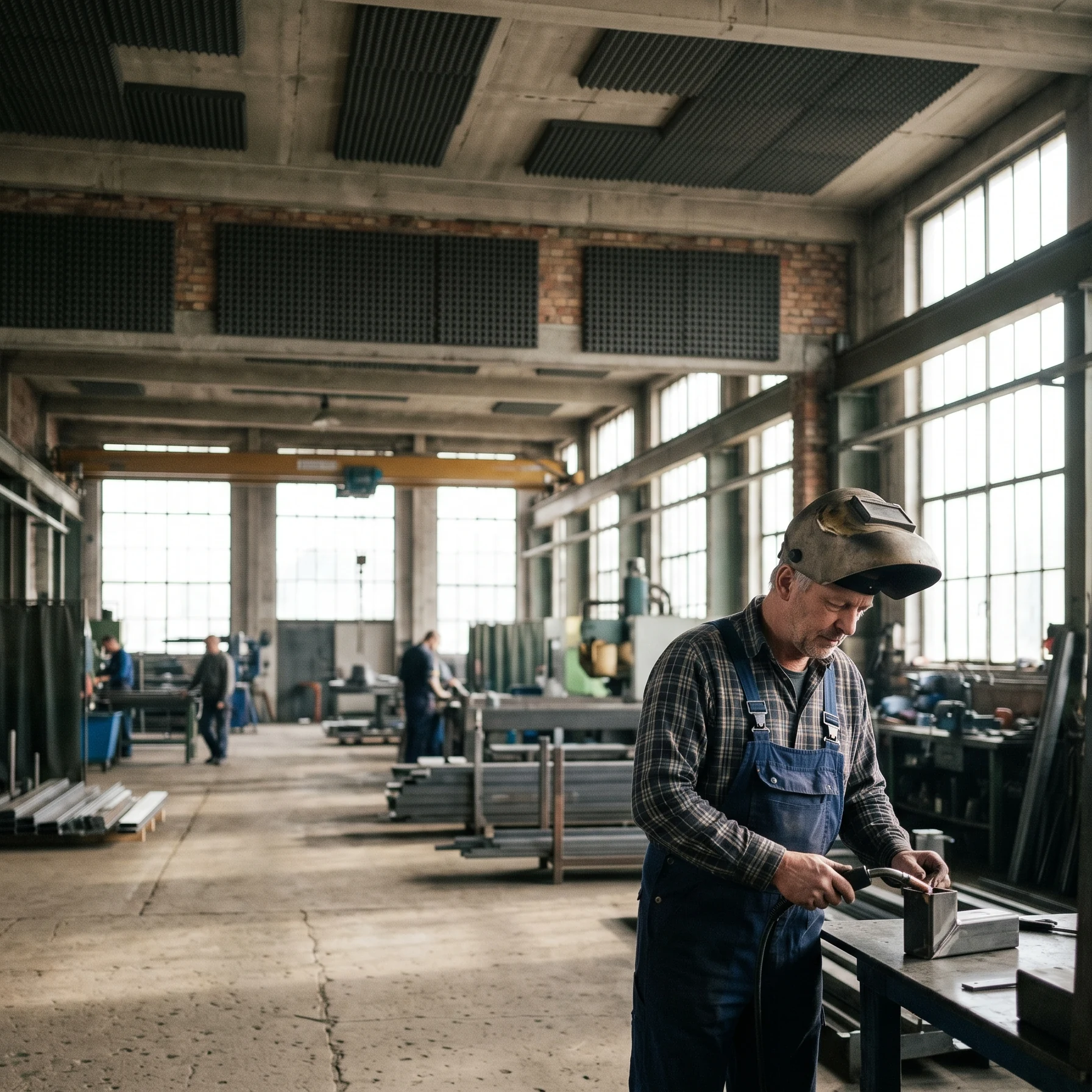 Produktionshalle mit Noppenschaum an der Decke