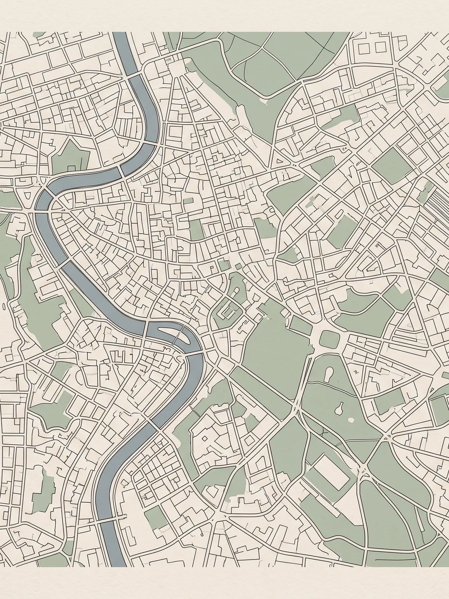 Stadtplan mit Ortsname und Koordinaten